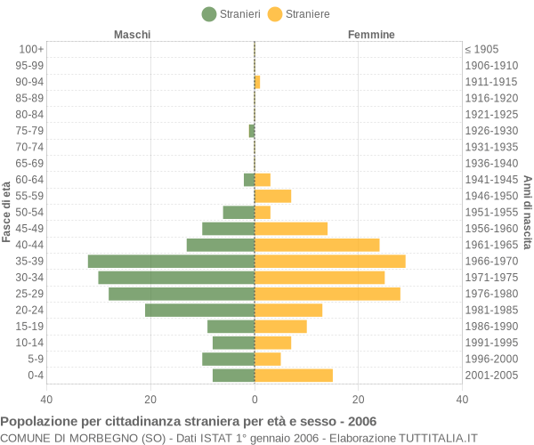 Grafico cittadini stranieri - Morbegno 2006