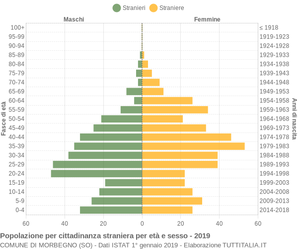 Grafico cittadini stranieri - Morbegno 2019