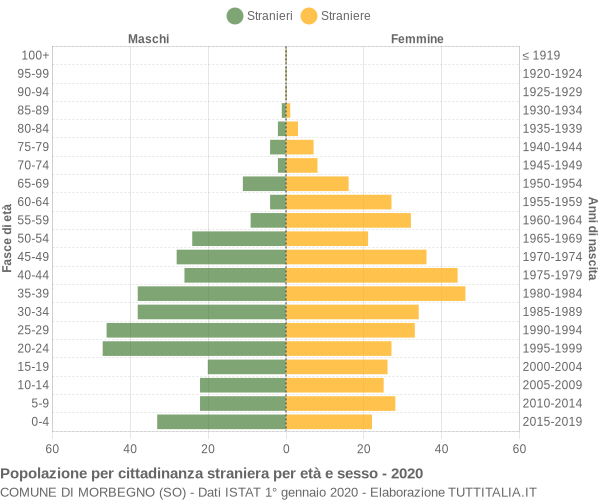 Grafico cittadini stranieri - Morbegno 2020