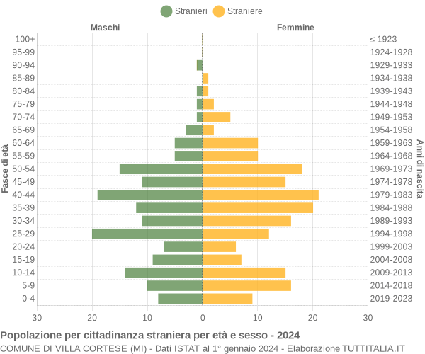 Grafico cittadini stranieri - Villa Cortese 2024