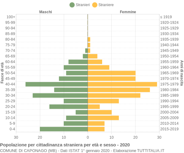 Grafico cittadini stranieri - Caponago 2020