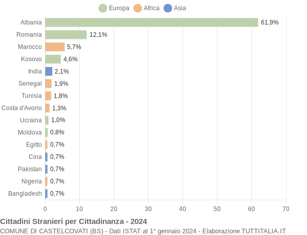 Grafico cittadinanza stranieri - Castelcovati 2024