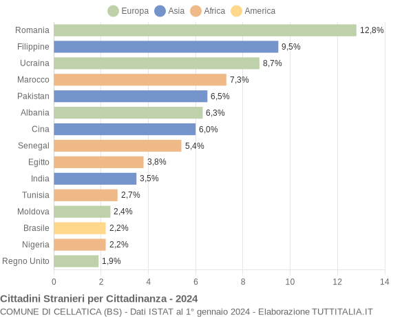 Grafico cittadinanza stranieri - Cellatica 2024