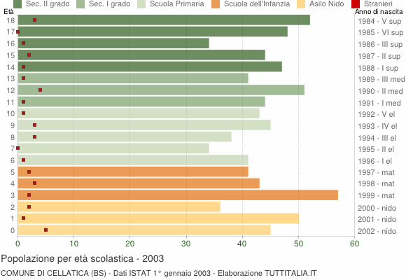 Grafico Popolazione in età scolastica - Cellatica 2003