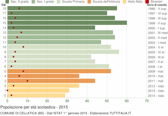 Grafico Popolazione in età scolastica - Cellatica 2015