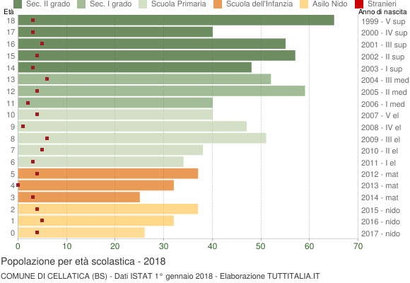 Grafico Popolazione in età scolastica - Cellatica 2018