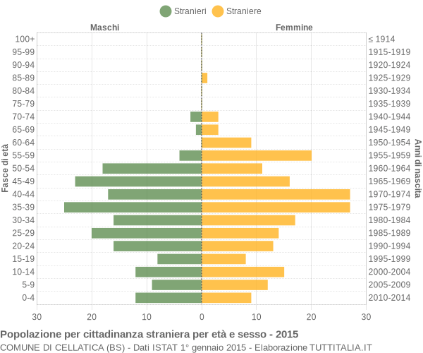 Grafico cittadini stranieri - Cellatica 2015