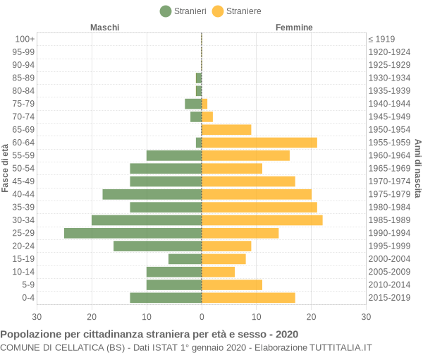 Grafico cittadini stranieri - Cellatica 2020