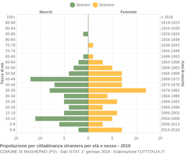 Grafico cittadini stranieri - Magherno 2019