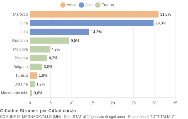 Grafico cittadinanza stranieri - Magnacavallo 2016