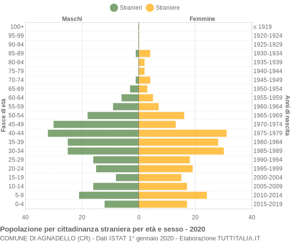 Grafico cittadini stranieri - Agnadello 2020