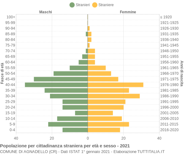 Grafico cittadini stranieri - Agnadello 2021