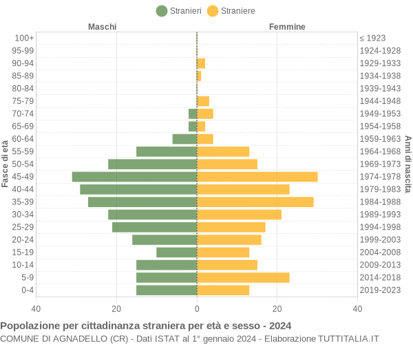 Grafico cittadini stranieri - Agnadello 2024