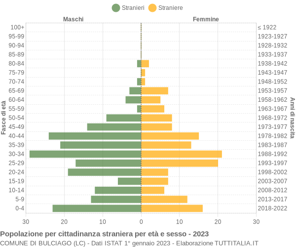 Grafico cittadini stranieri - Bulciago 2023