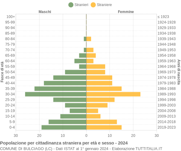 Grafico cittadini stranieri - Bulciago 2024