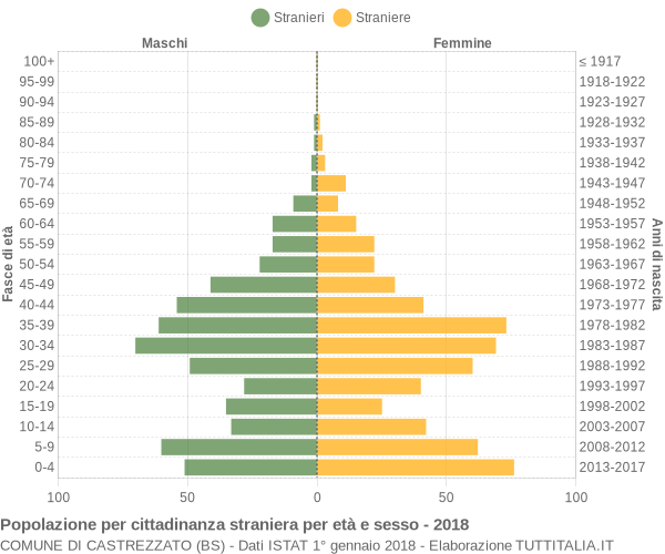 Grafico cittadini stranieri - Castrezzato 2018