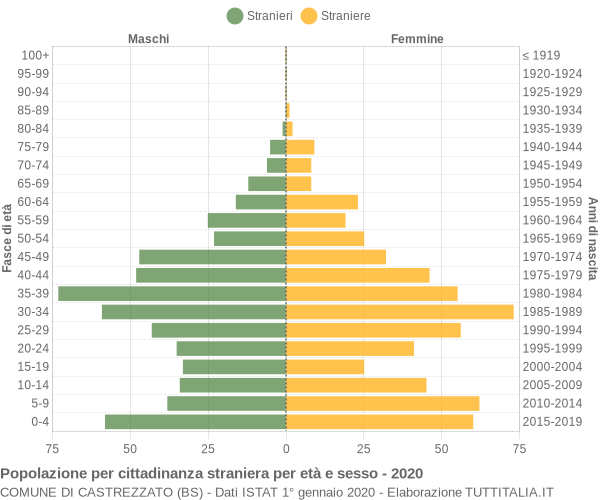 Grafico cittadini stranieri - Castrezzato 2020