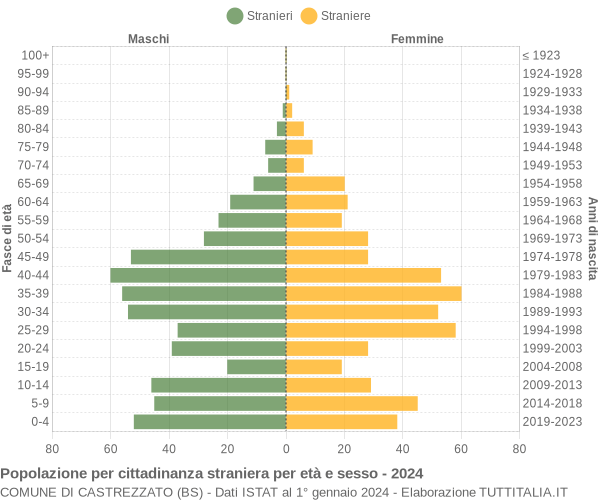 Grafico cittadini stranieri - Castrezzato 2024