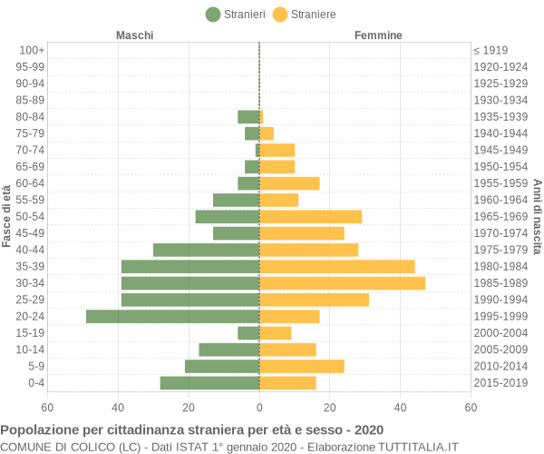 Grafico cittadini stranieri - Colico 2020