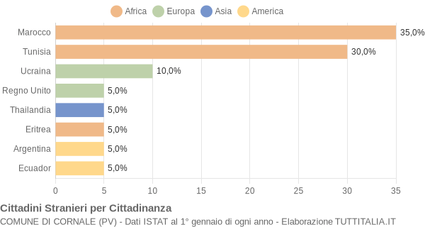 Grafico cittadinanza stranieri - Cornale 2007