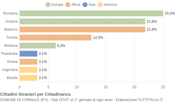 Grafico cittadinanza stranieri - Cornale 2009