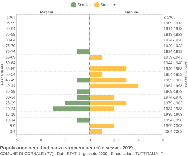 Grafico cittadini stranieri - Cornale 2009