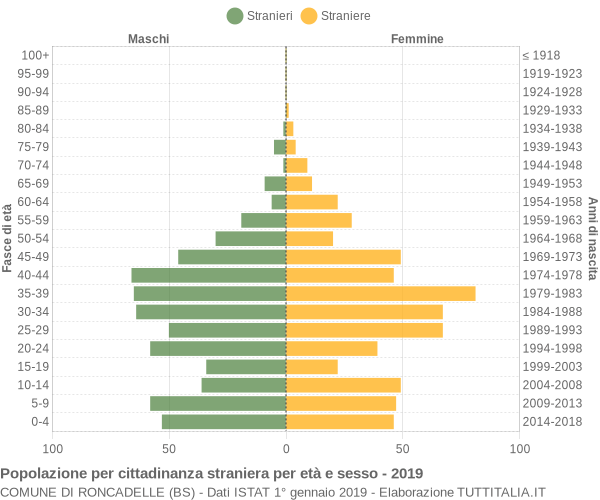 Grafico cittadini stranieri - Roncadelle 2019