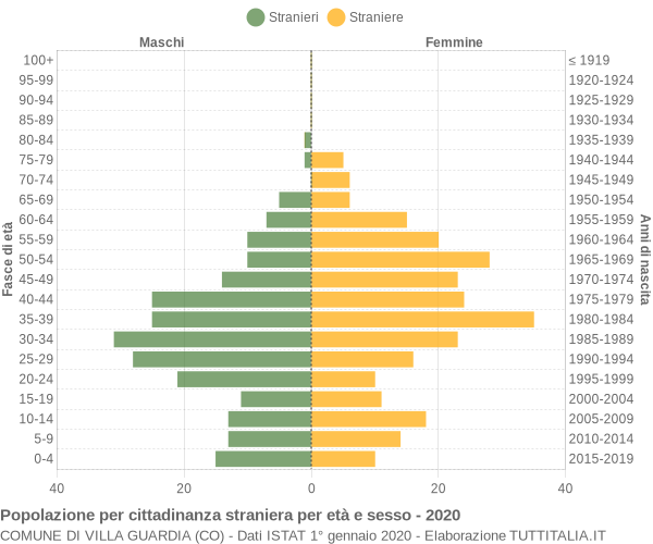 Grafico cittadini stranieri - Villa Guardia 2020