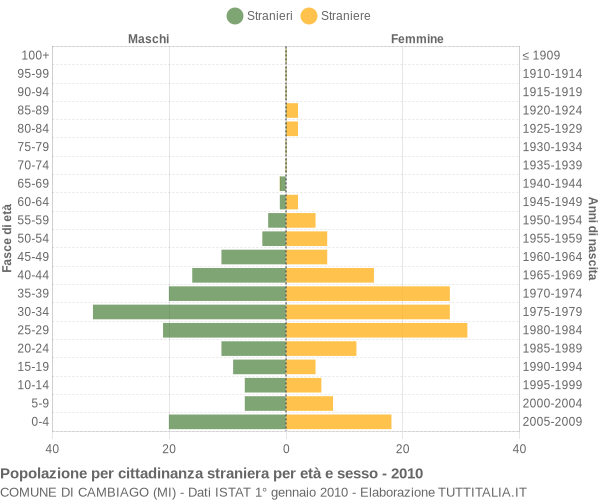 Grafico cittadini stranieri - Cambiago 2010