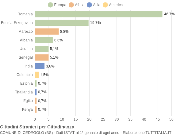 Grafico cittadinanza stranieri - Cedegolo 2015