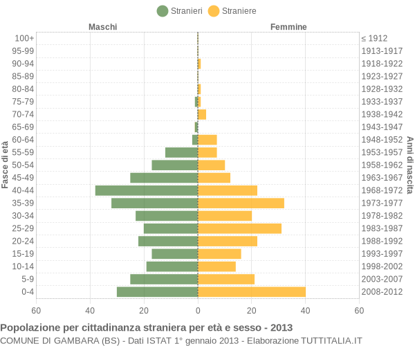 Grafico cittadini stranieri - Gambara 2013