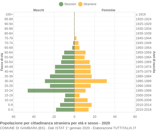 Grafico cittadini stranieri - Gambara 2020