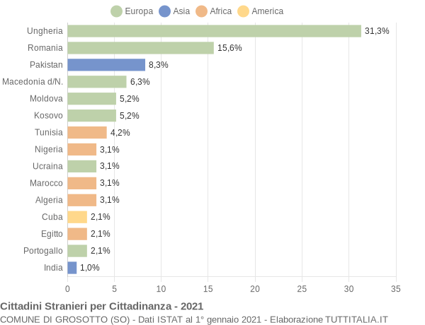 Grafico cittadinanza stranieri - Grosotto 2021