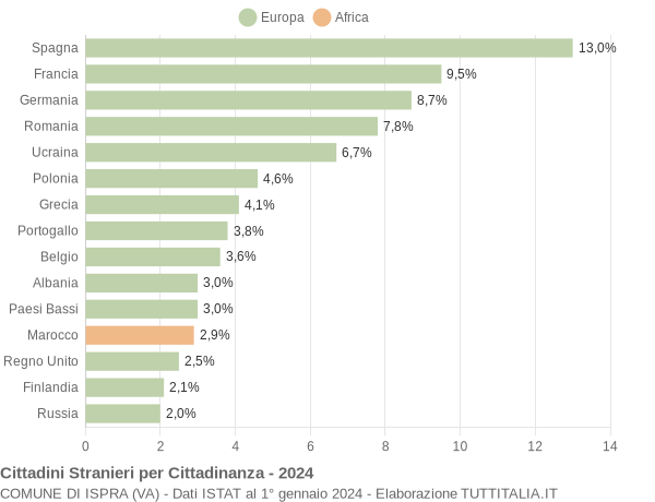 Grafico cittadinanza stranieri - Ispra 2024