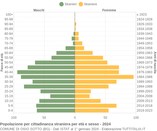 Grafico cittadini stranieri - Osio Sotto 2024