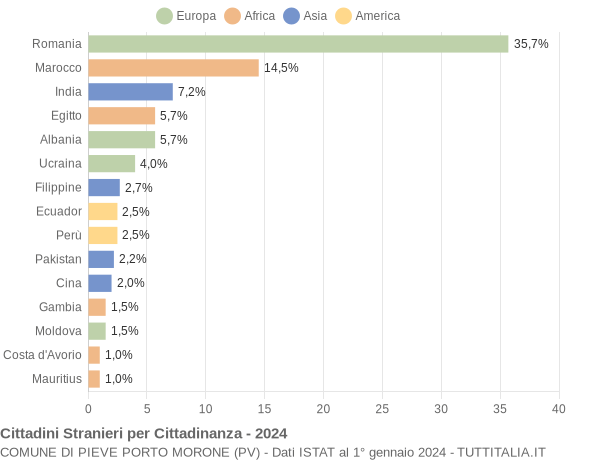 Grafico cittadinanza stranieri - Pieve Porto Morone 2024