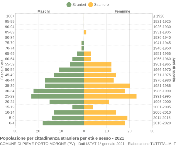 Grafico cittadini stranieri - Pieve Porto Morone 2021