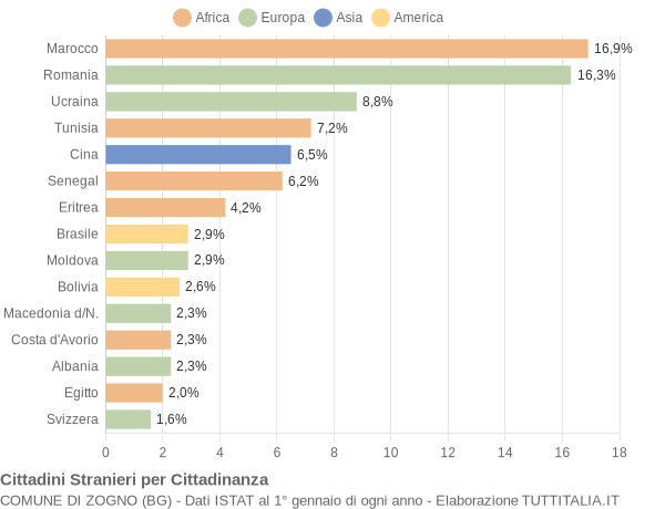 Grafico cittadinanza stranieri - Zogno 2015