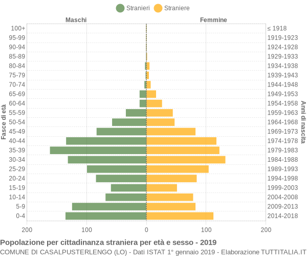 Grafico cittadini stranieri - Casalpusterlengo 2019