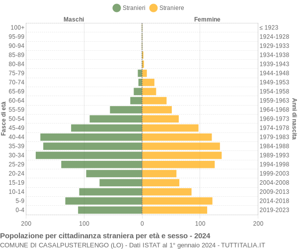 Grafico cittadini stranieri - Casalpusterlengo 2024