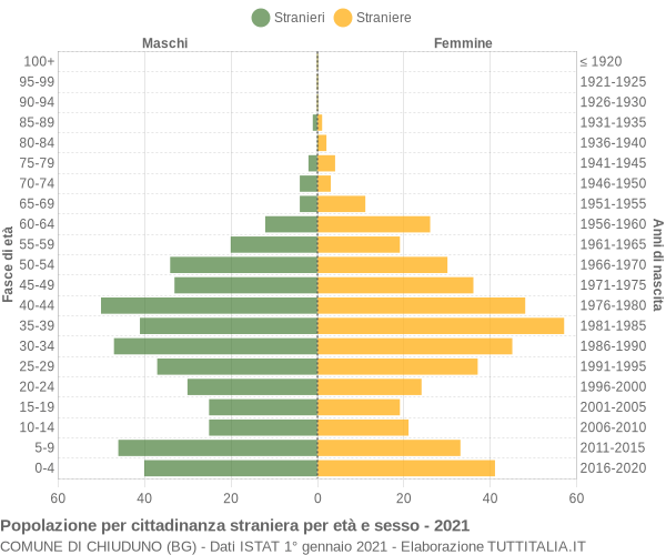 Grafico cittadini stranieri - Chiuduno 2021