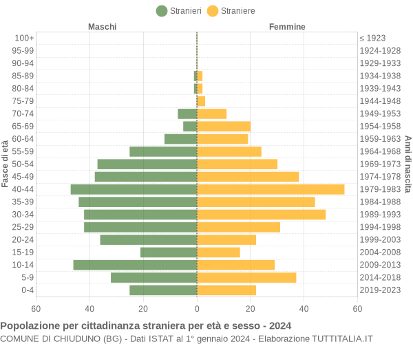 Grafico cittadini stranieri - Chiuduno 2024