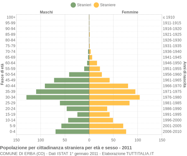 Grafico cittadini stranieri - Erba 2011