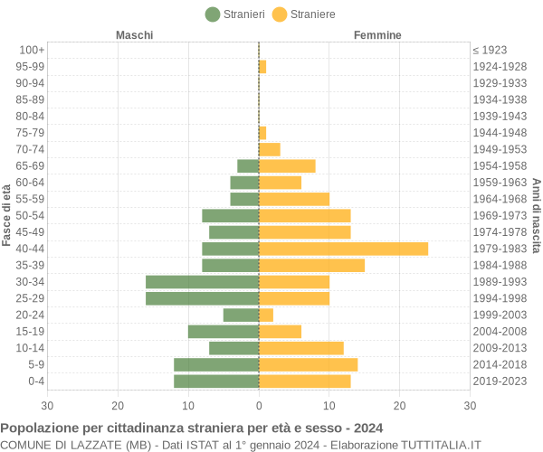 Grafico cittadini stranieri - Lazzate 2024