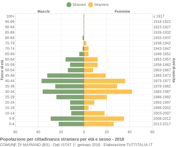 Grafico cittadini stranieri - Mairano 2018