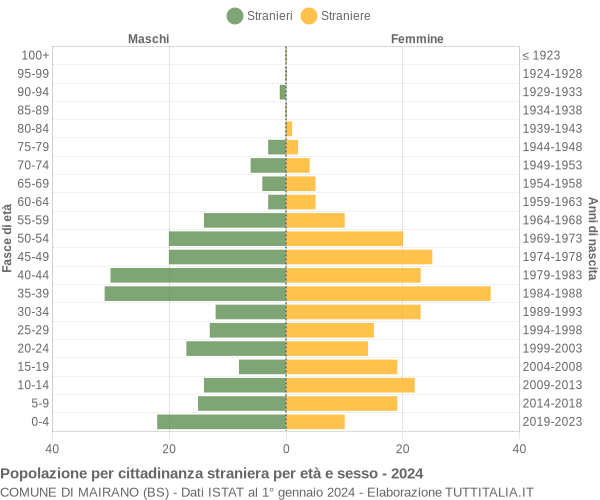 Grafico cittadini stranieri - Mairano 2024