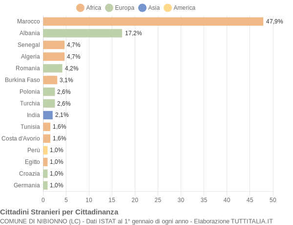 Grafico cittadinanza stranieri - Nibionno 2006