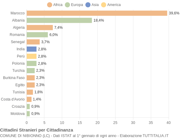 Grafico cittadinanza stranieri - Nibionno 2007