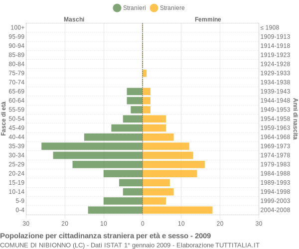 Grafico cittadini stranieri - Nibionno 2009