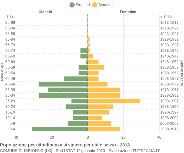 Grafico cittadini stranieri - Nibionno 2013